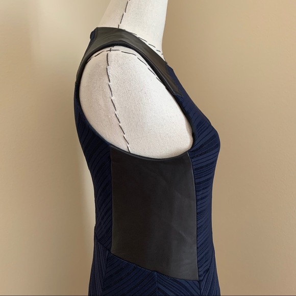 Rag & Bone Basha Leather Trim Dress Indigo - Picture 5 of 13